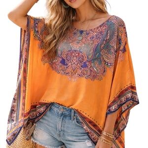 Bohemian Orange and Purple Women's Top